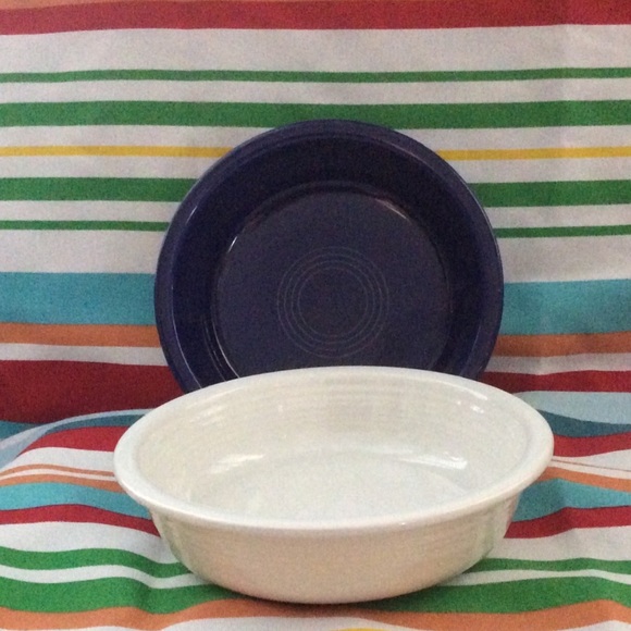 Fiestaware Pair of Soup Bowls Cobalt Blue & white - Picture 12 of 14
